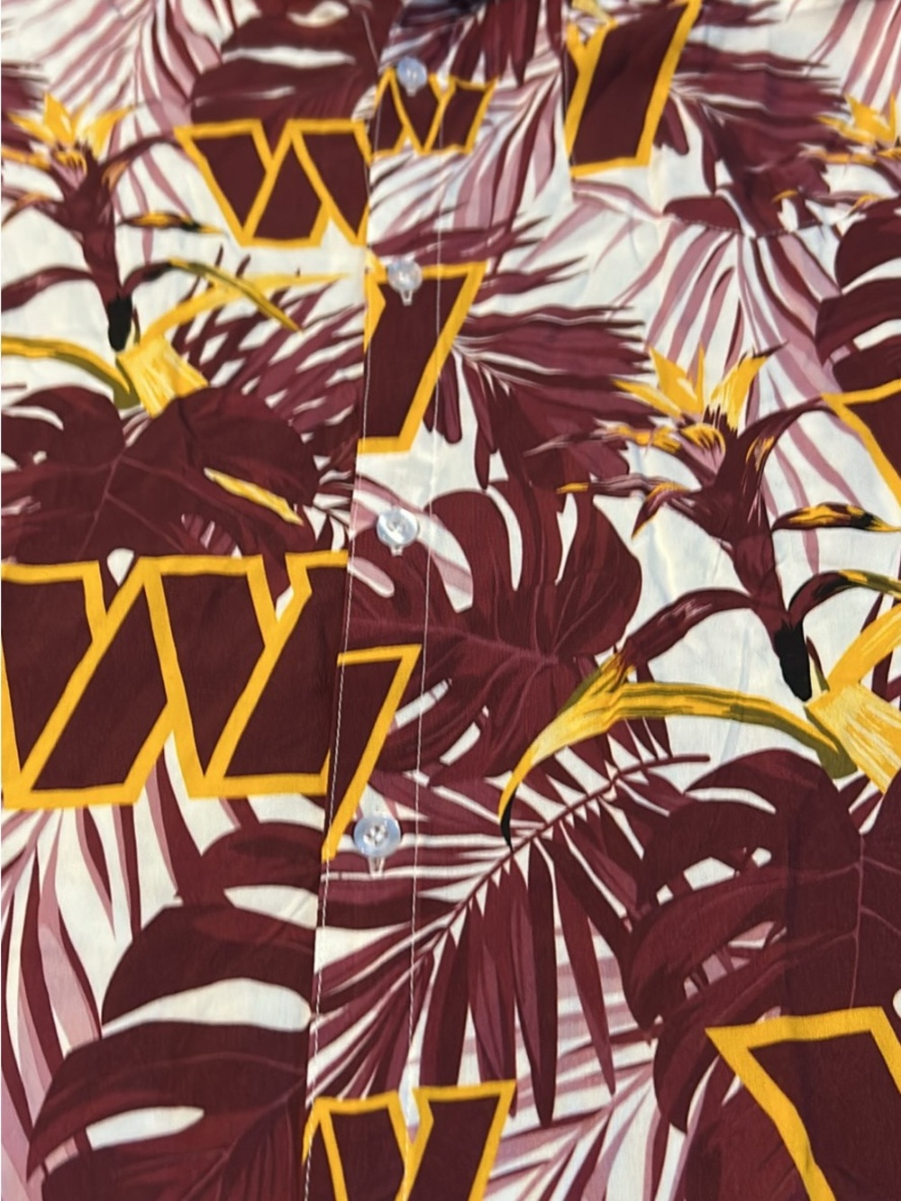 NFL Maroon, Gold and White Tropical Button-Down Shirt